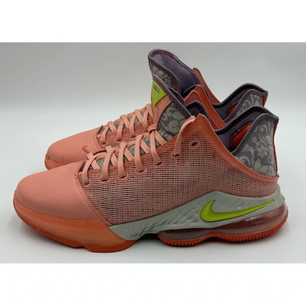 NIKE Lebron XIX Low Men's Size 12.5 Peach / Orange / Lavender / Neon DQ8344-600
